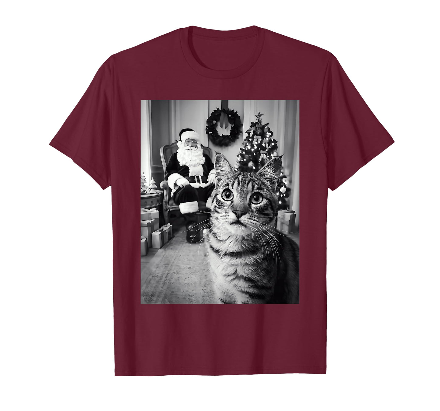 Christmas Santa Claus Merry X-Mas Funny Cat Selfie Cat Lover T-Shirt