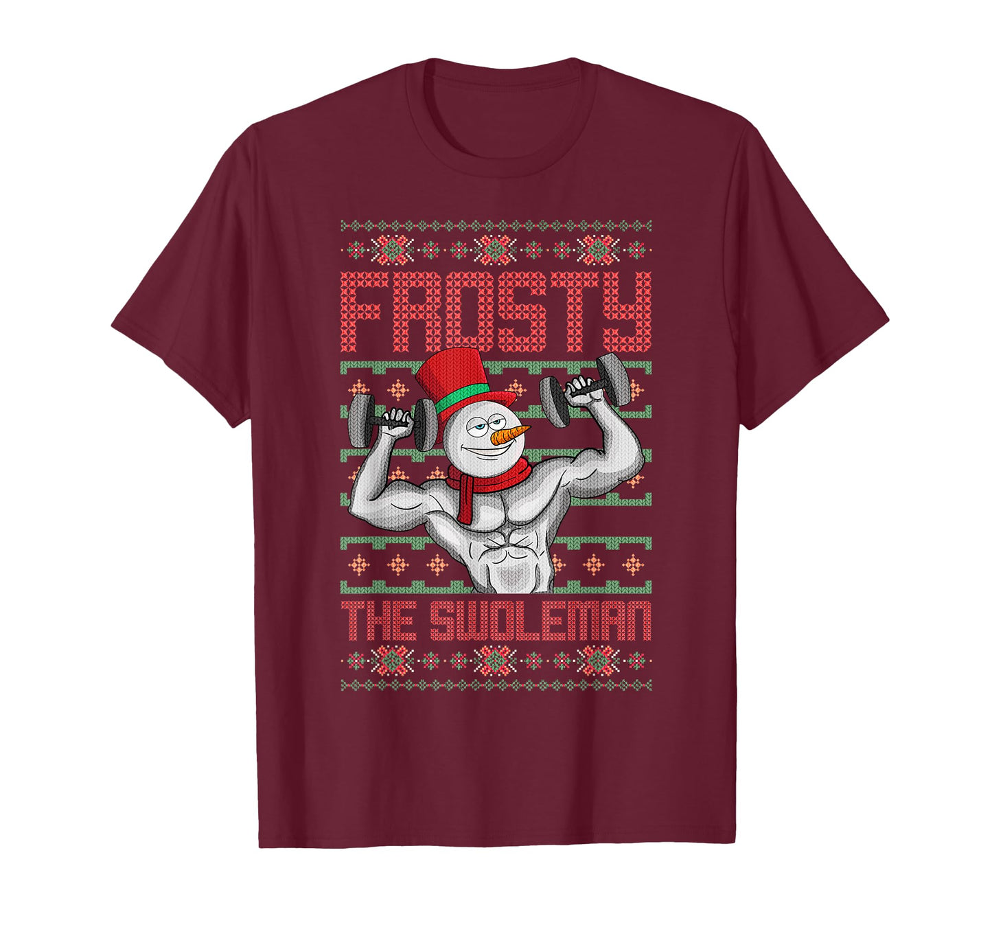 Frosty The Swoleman Snowman Workout Funny Christmas Gym T-Shirt