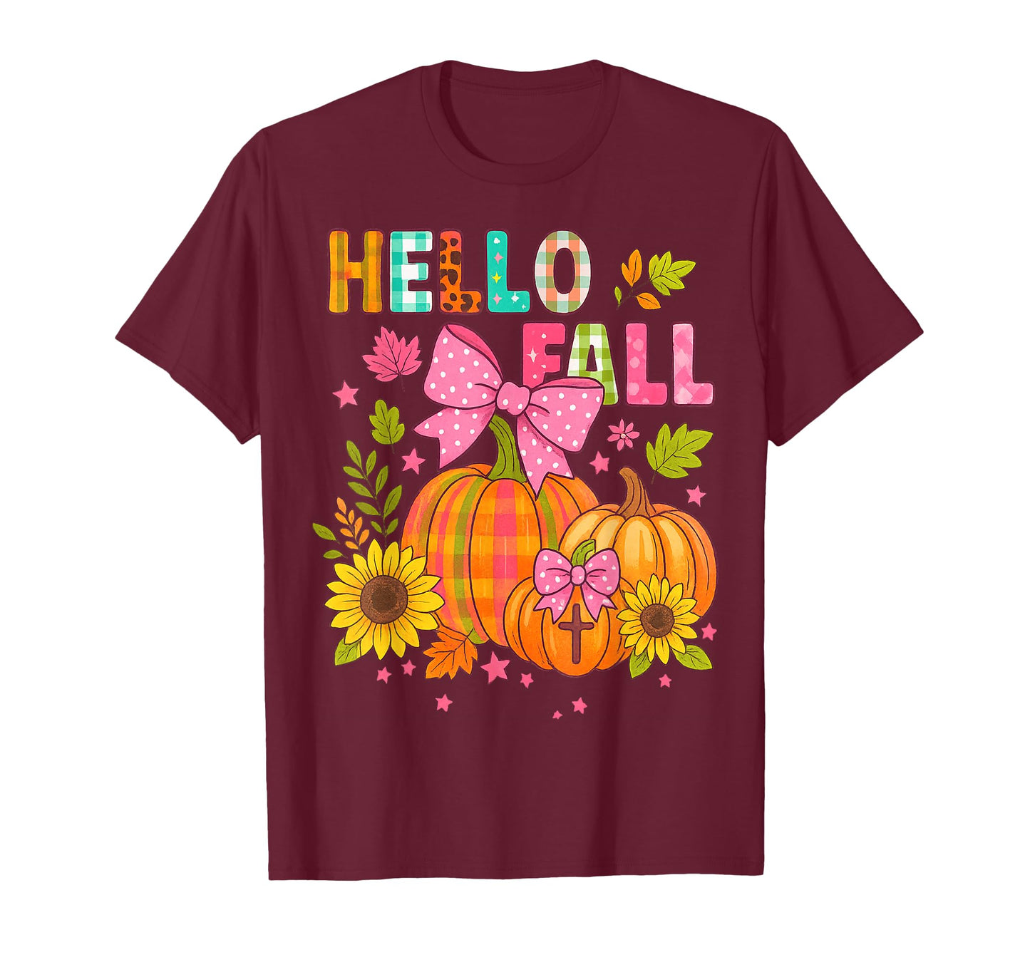Hello Fall Thanksgiving Coquette Boho Floral Fall Vibes T-Shirt