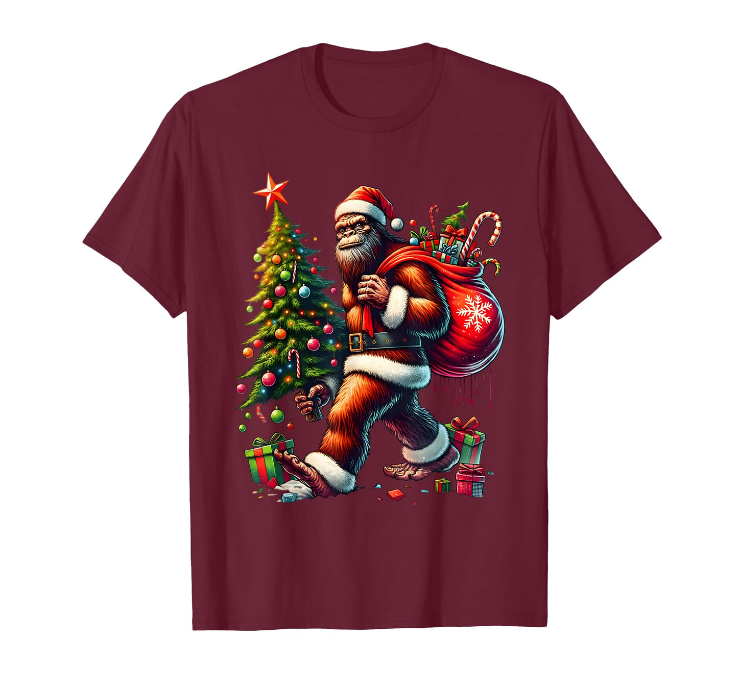 Most Wonderful Christmas Bigfoot Christmas Tree Lights Xmas T-Shirt