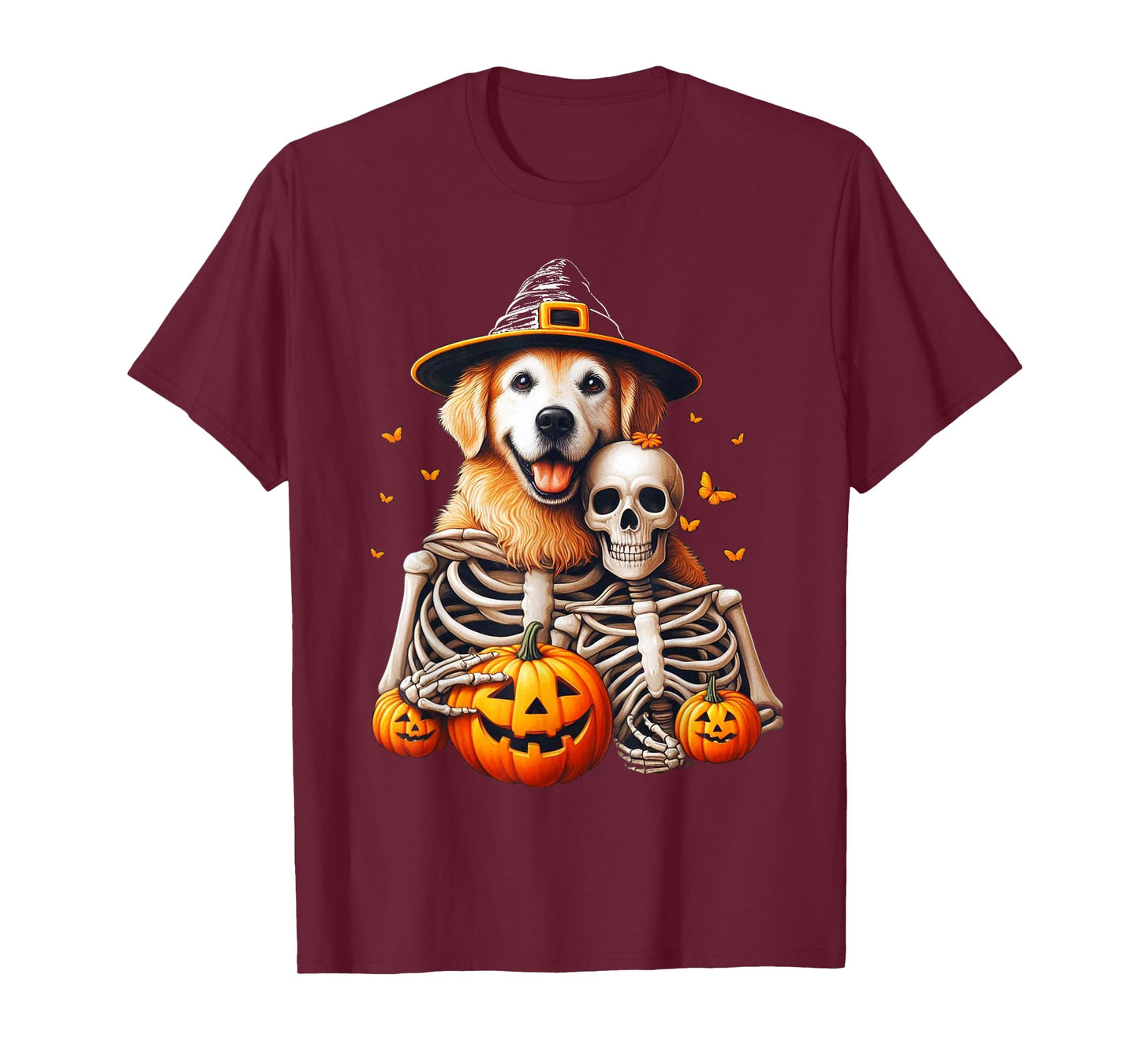 Golden Retriever Dog Costume Spooky Pumpkin Halloween T-Shirt