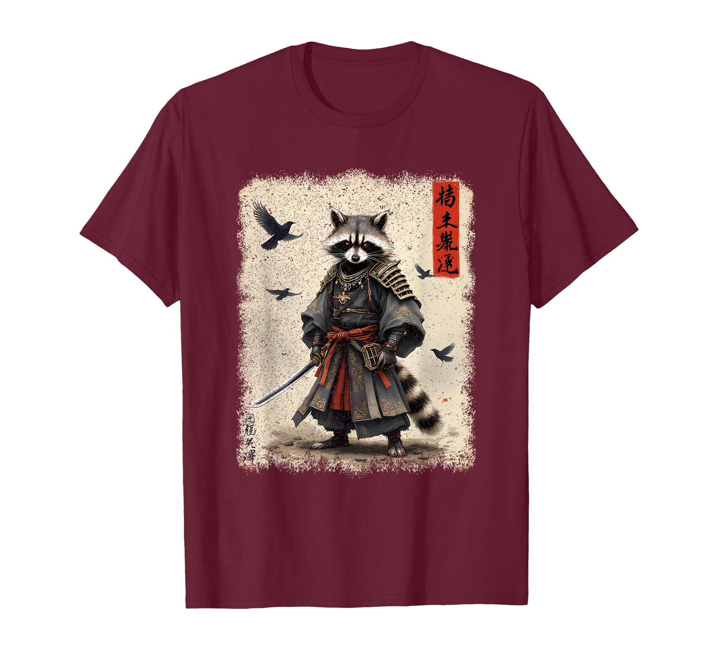 Samurai Raccoon, Japanese Warrior Art | Vintage Anime T-Shirt