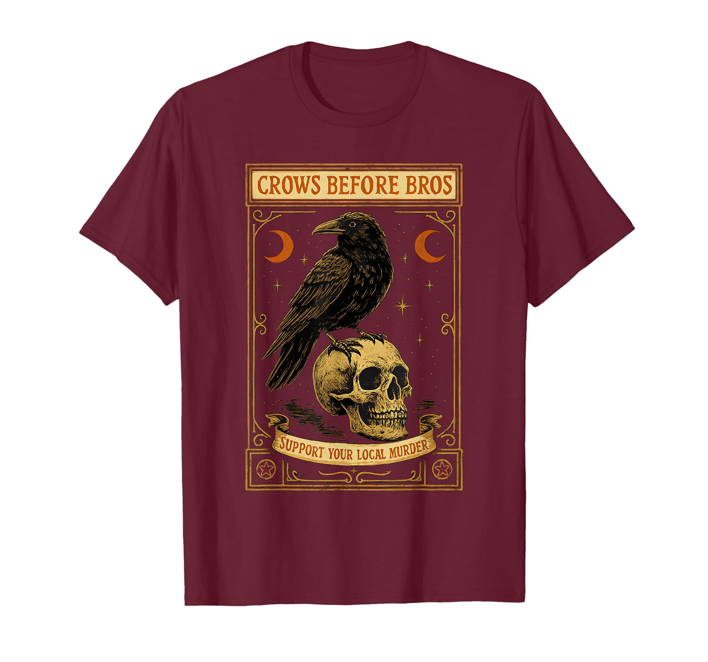 Crows Before Bros Gothic Tarot Card Crow Skull Women Teens T-Shirt