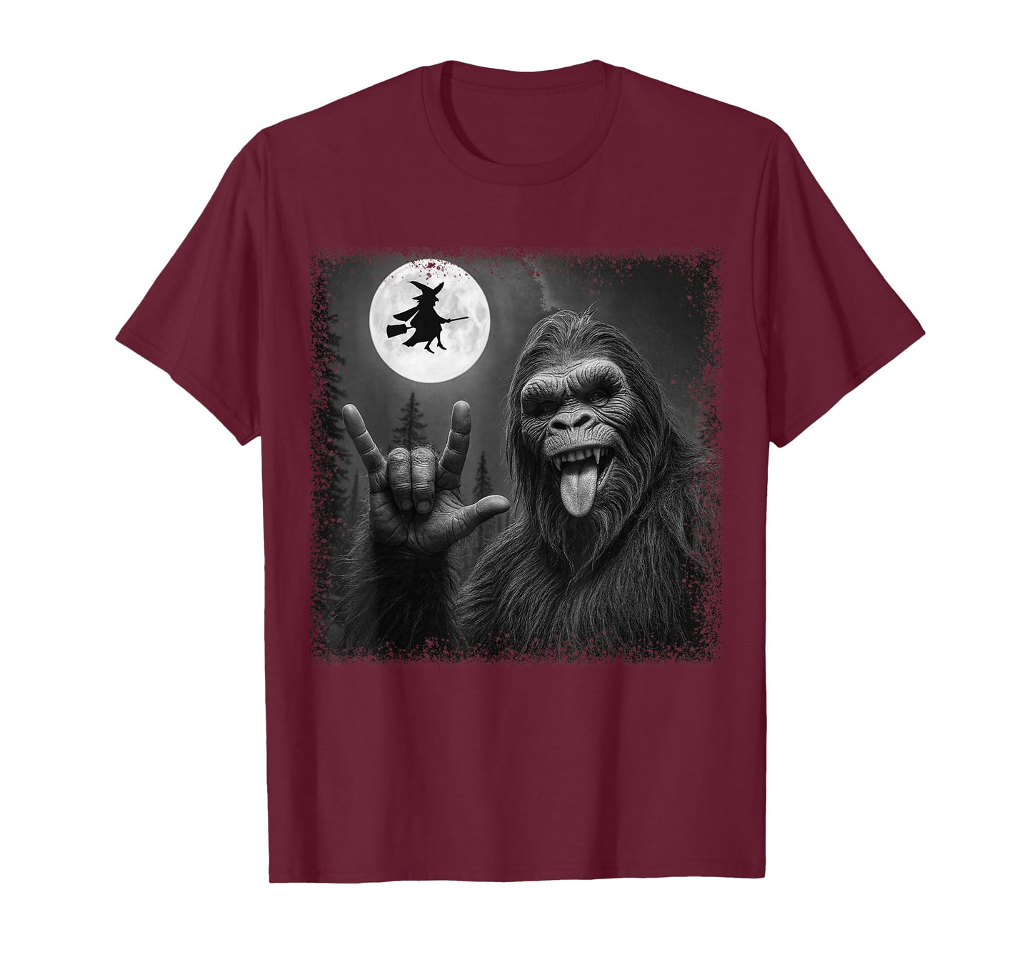Funny Monkey Bigfoot Selfie with Boo Halloween Season T-Shirt