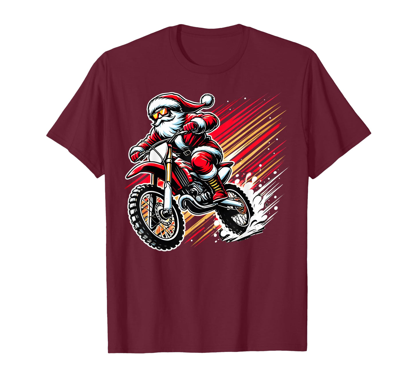 Santa Riding a Dirt Bike Christmas Motocross Racing Graphic T-Shirt
