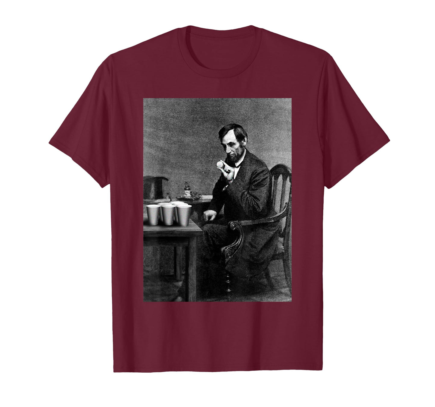 Abe Lincoln Invent's Beer Pong Old Vintage Photograph T-Shirt