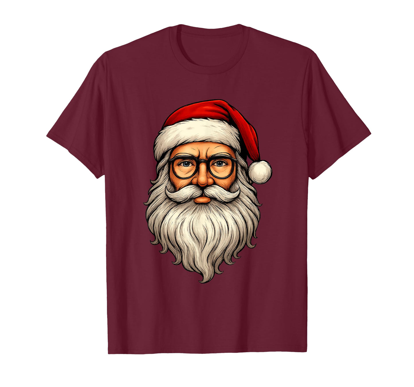 Santa Claus Face Sunglasses Men Women Cool Hipster Christmas T-Shirt