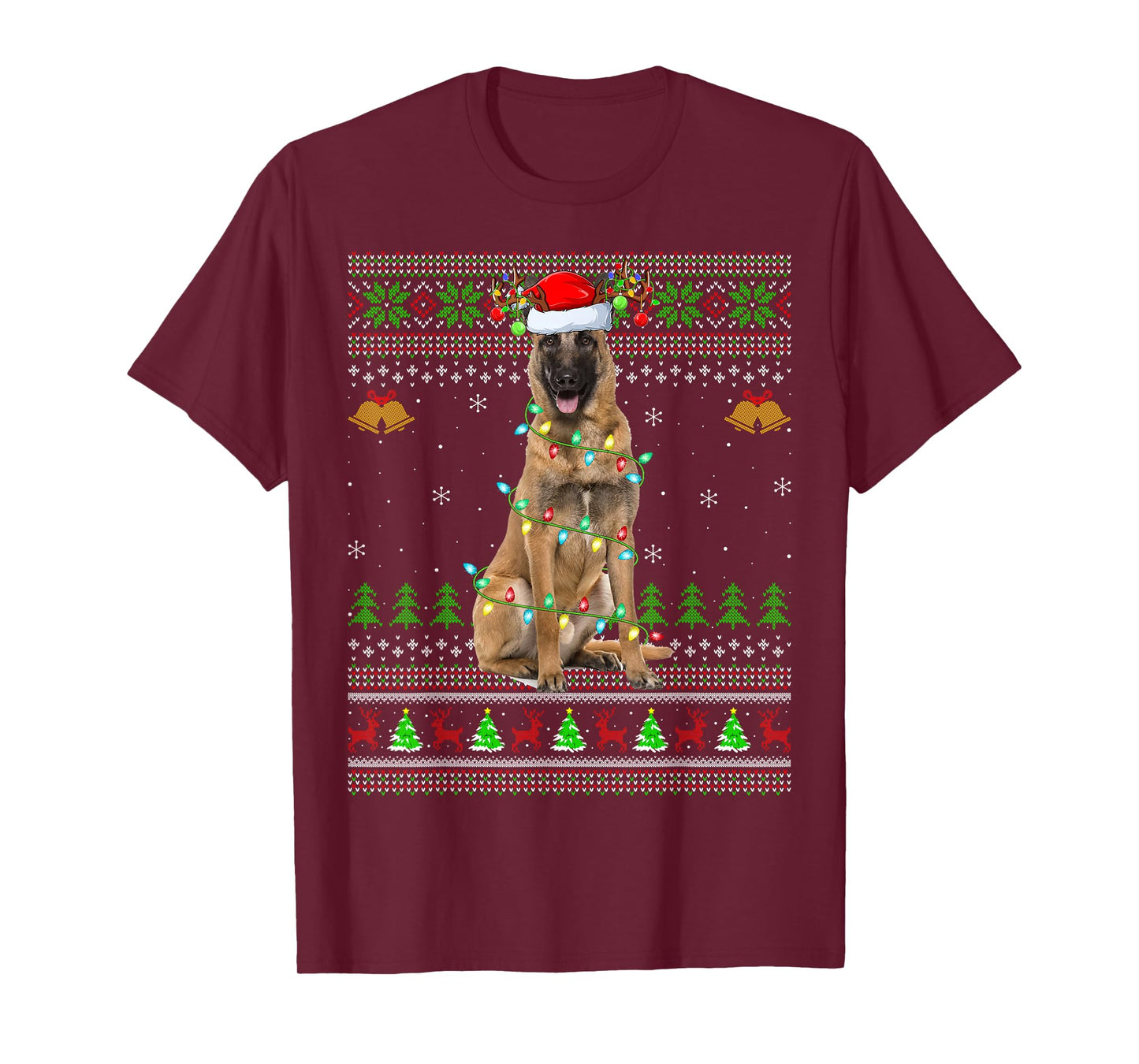 Malinois Dog Ugly Christmas Sweaters Holiday Santa Xmas T-Shirt