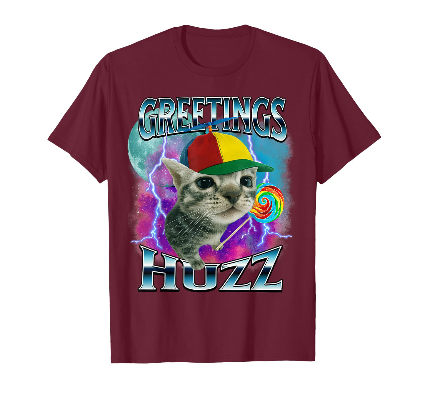 Greetings Huzz Funny Cat Meme Lovers Silly Cats Brainrot T-Shirt