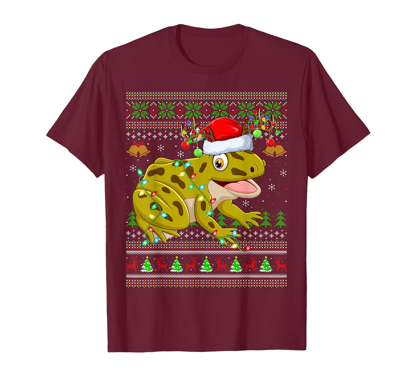 Frog Ugly Christmas Sweaters Holiday Santa Cute Xmas T-Shirt