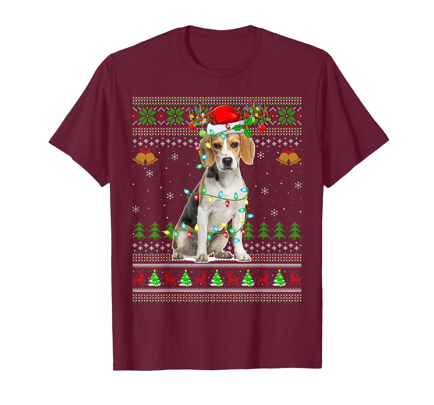 Beagle Dog Ugly Christmas Sweaters Holiday Santa Xmas T-Shirt