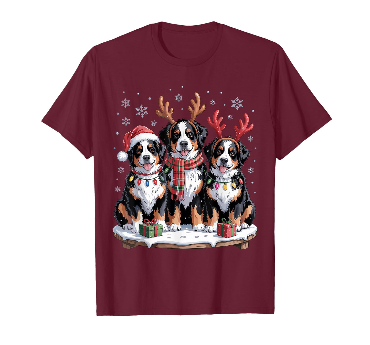 Cute Bernese Mountain Christmas Puppies Dog Lovers Holiday T-Shirt
