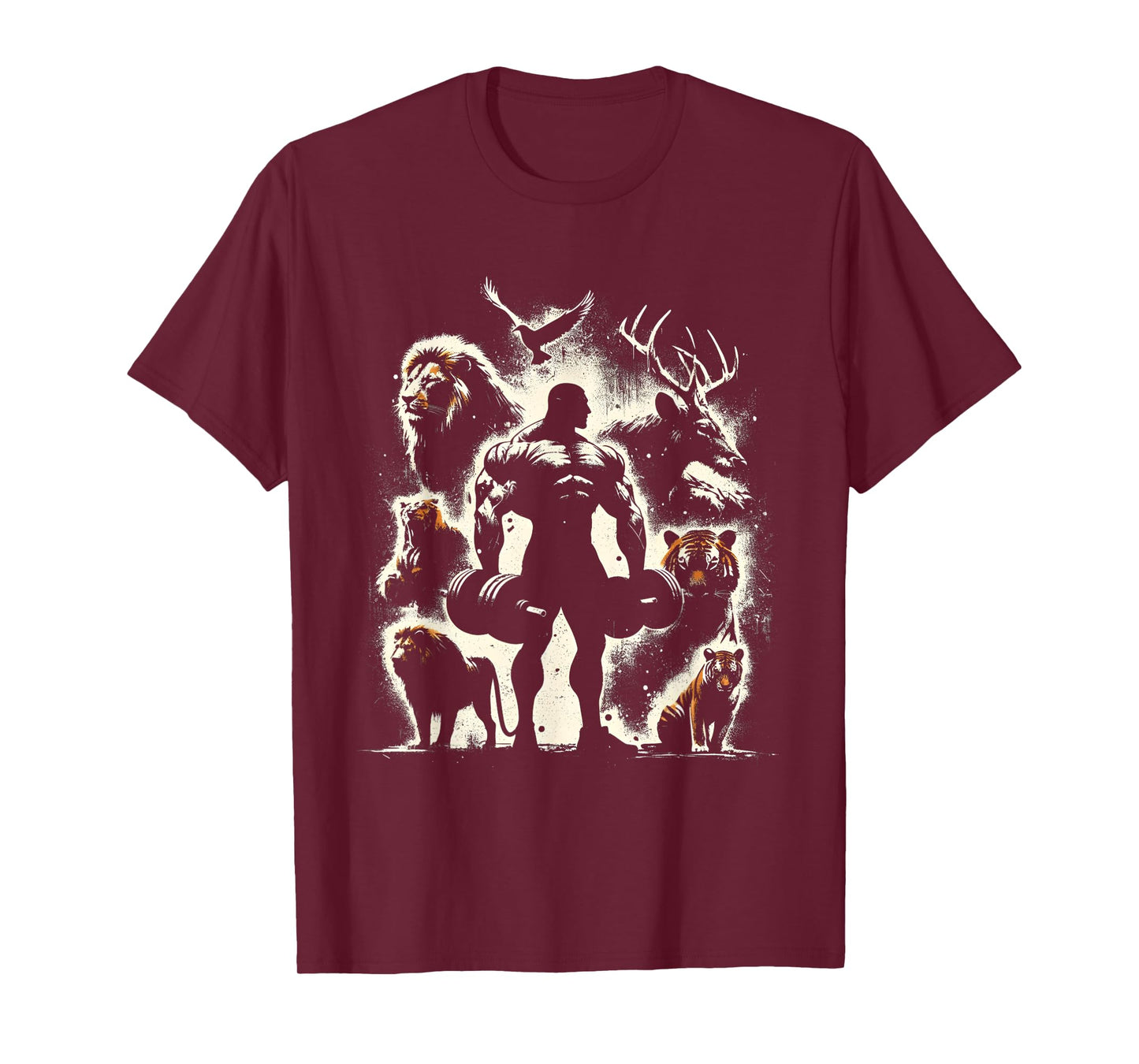 Body Builder Wild Animals Vintage Weightlifting Workout Gym T-Shirt
