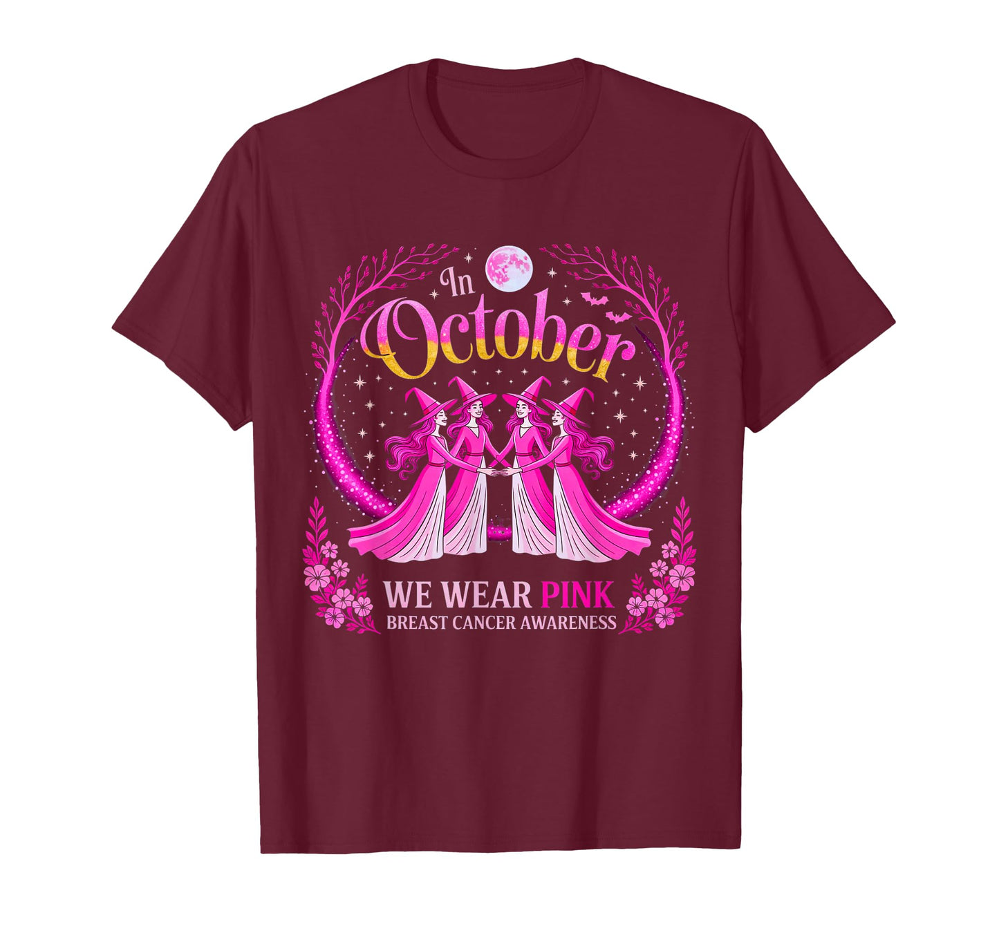 in October We Wear Pink Breast Cancer Awareness Halloween T-Shirt