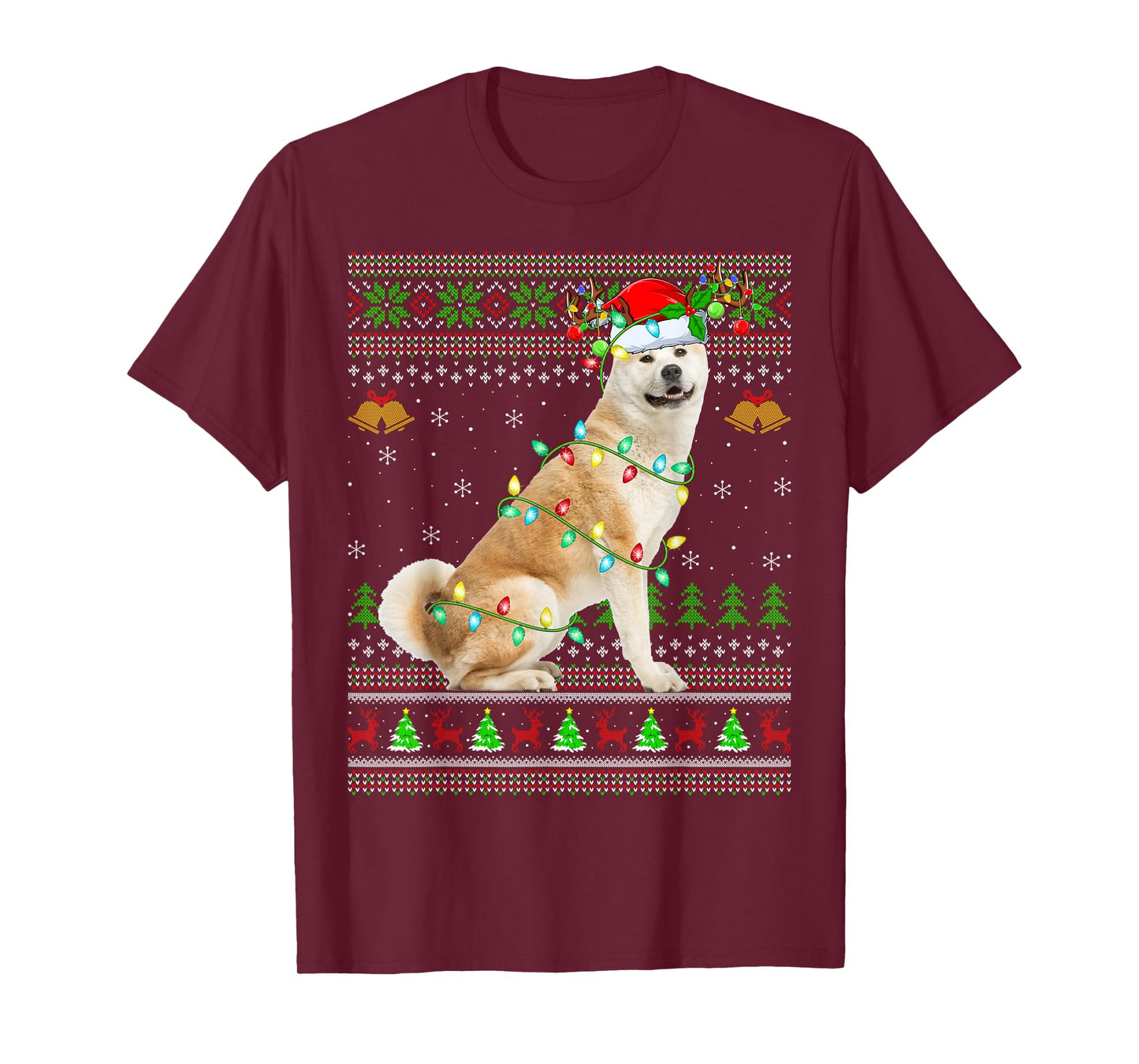 Akita Inu Dog Ugly Christmas Sweaters Holiday Santa Xmas T-Shirt