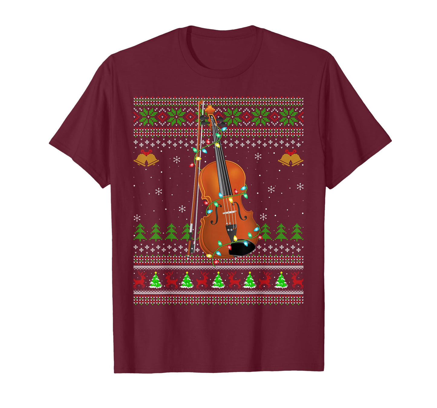 Violin Ugly Christmas Sweaters Violin Music Lover Xmas T-Shirt