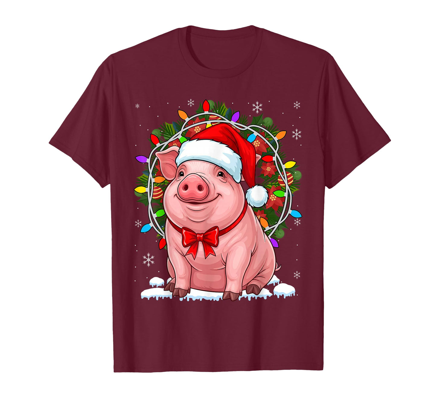 Sweet with Santa Hat Pig Lover Christmas T-Shirt