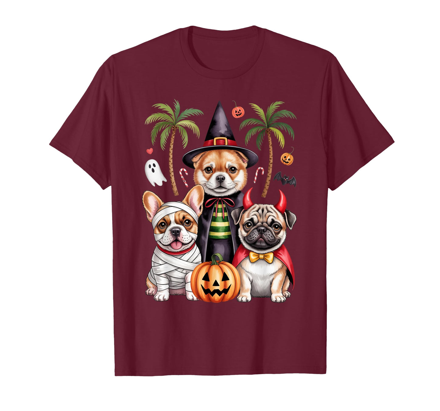 Cute Frenchie & Pug Costume Party Puppy Halloween Squad T-Shirt