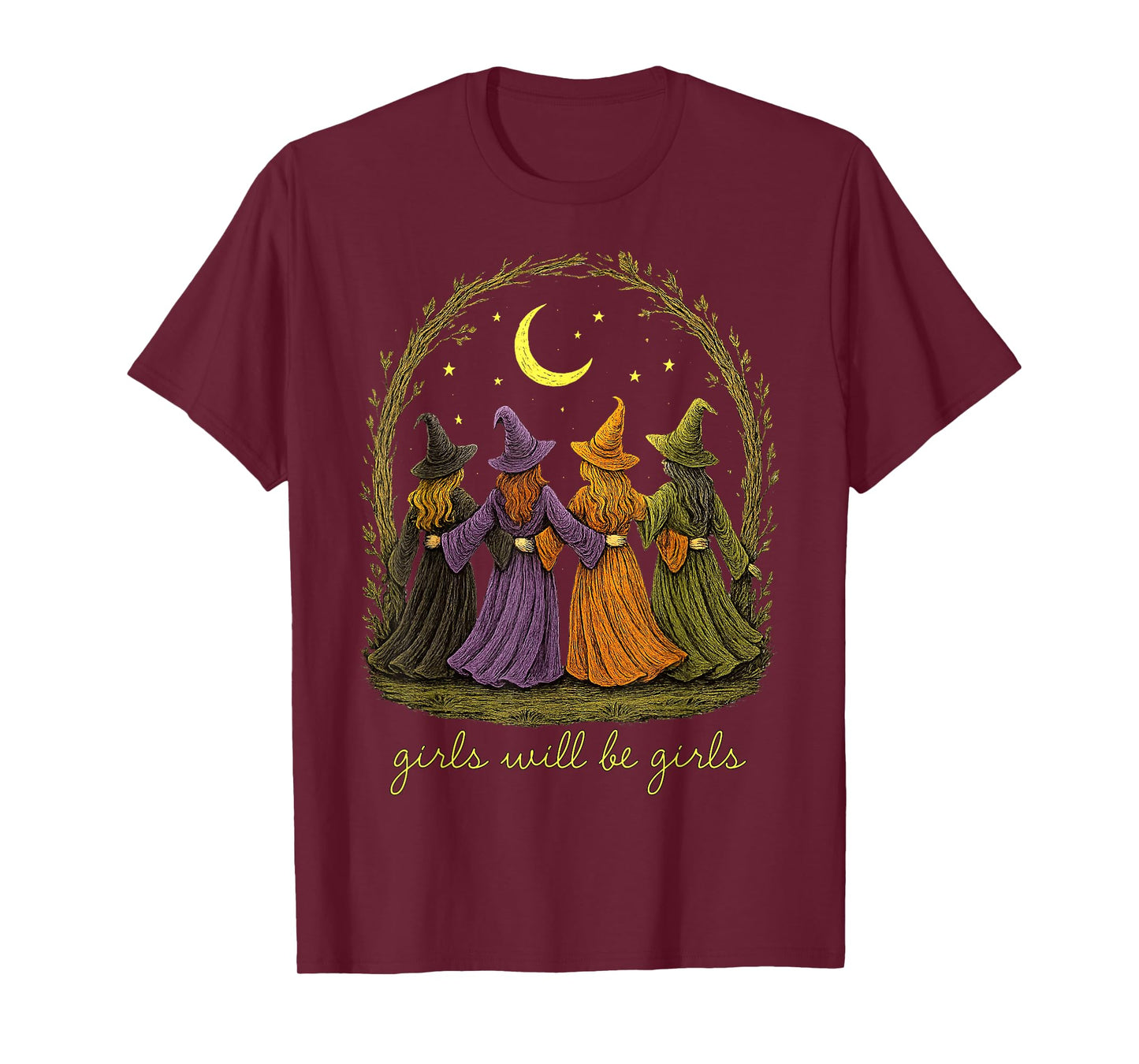 Halloween Spooky Witch Girl Will Be Girls Feminist Women T-Shirt