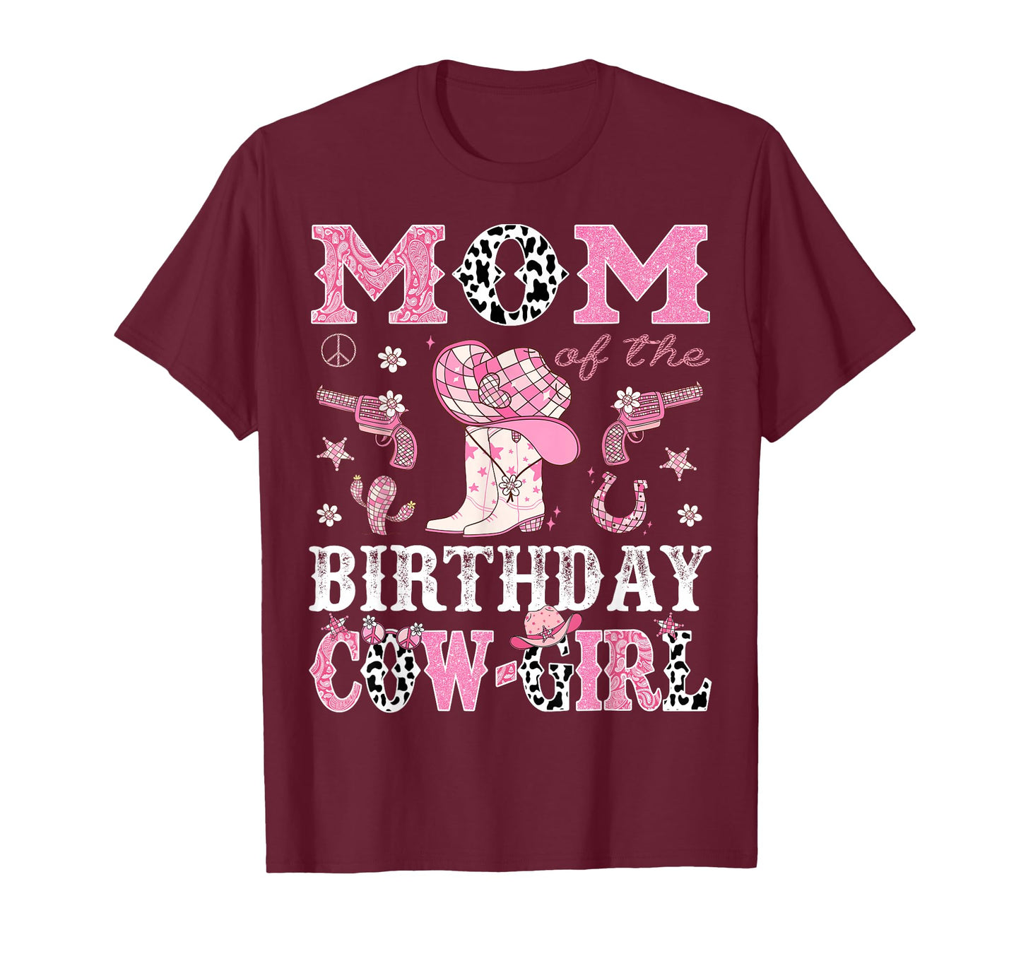 Mom Of The Birthday CowGirl Pink Disco Rodeo Western T-Shirt