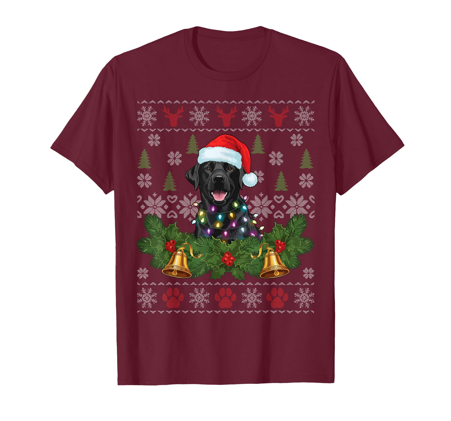 Black Labrador Santa Happy Christmas Funny Ugly Christmas T-Shirt