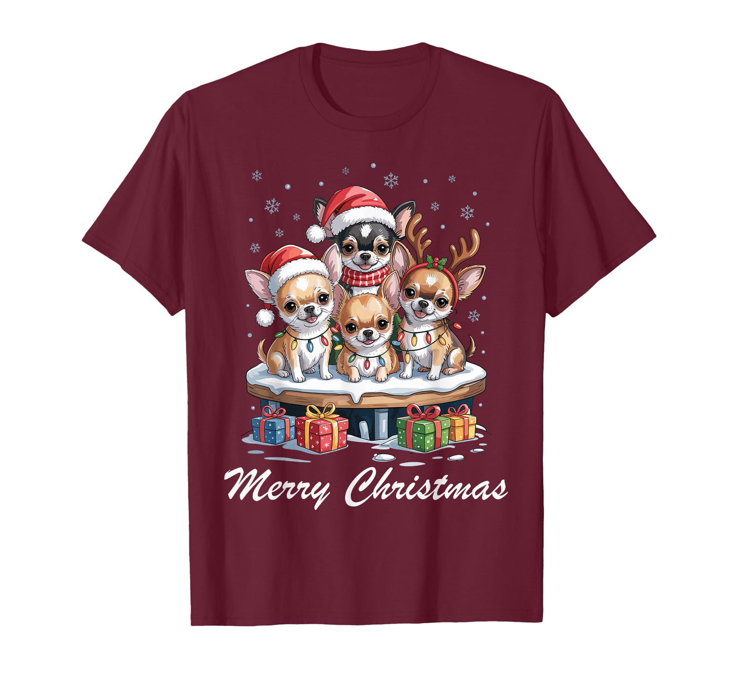 Chihuahua Merry Christmas Funny Dog Lovers Holiday Pajama T-Shirt
