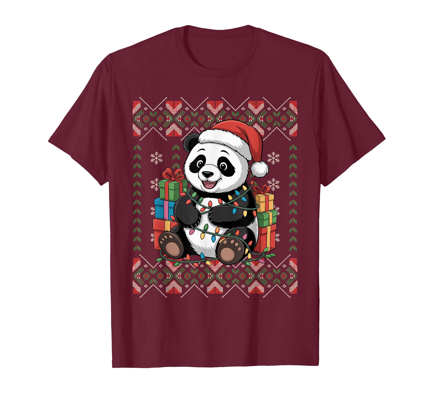 Santa Panda Christmas Ugly Sweater Funny Holiday Pajamas T-Shirt