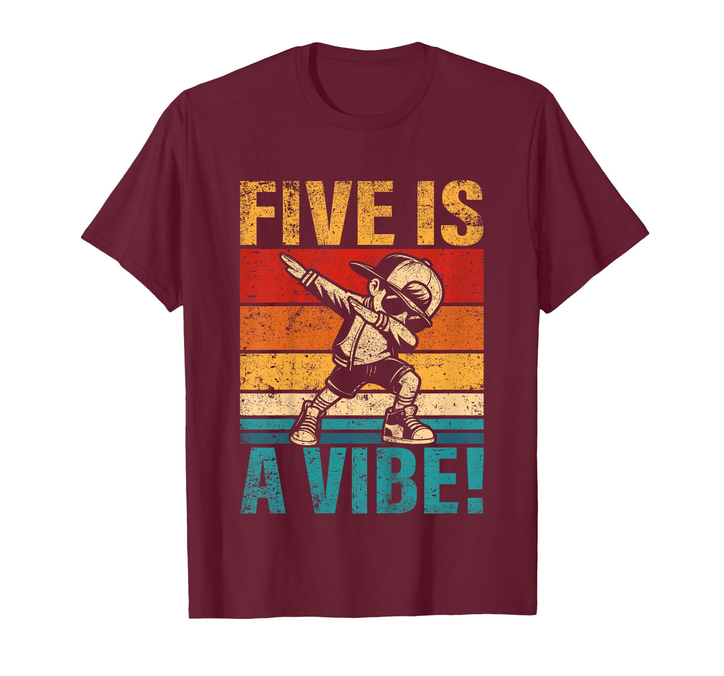 Kids 5 Year Old Birthday Dabbing Boy Five Is A Vibe 5th Bday T-Shirt