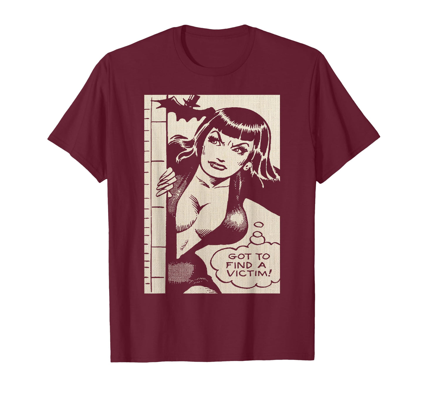 Vintage Vampire Bat Vampire Pin Up Girl Horror Comic Book T-Shirt