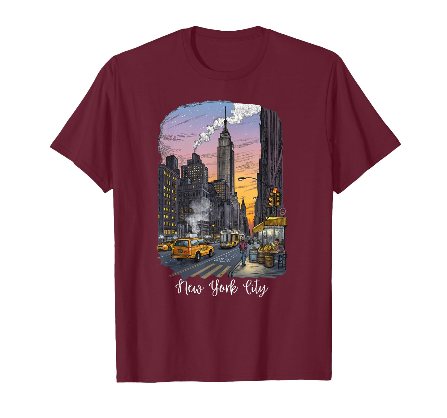 New York City Skyline Vintage Illustration Urban Art T-Shirt