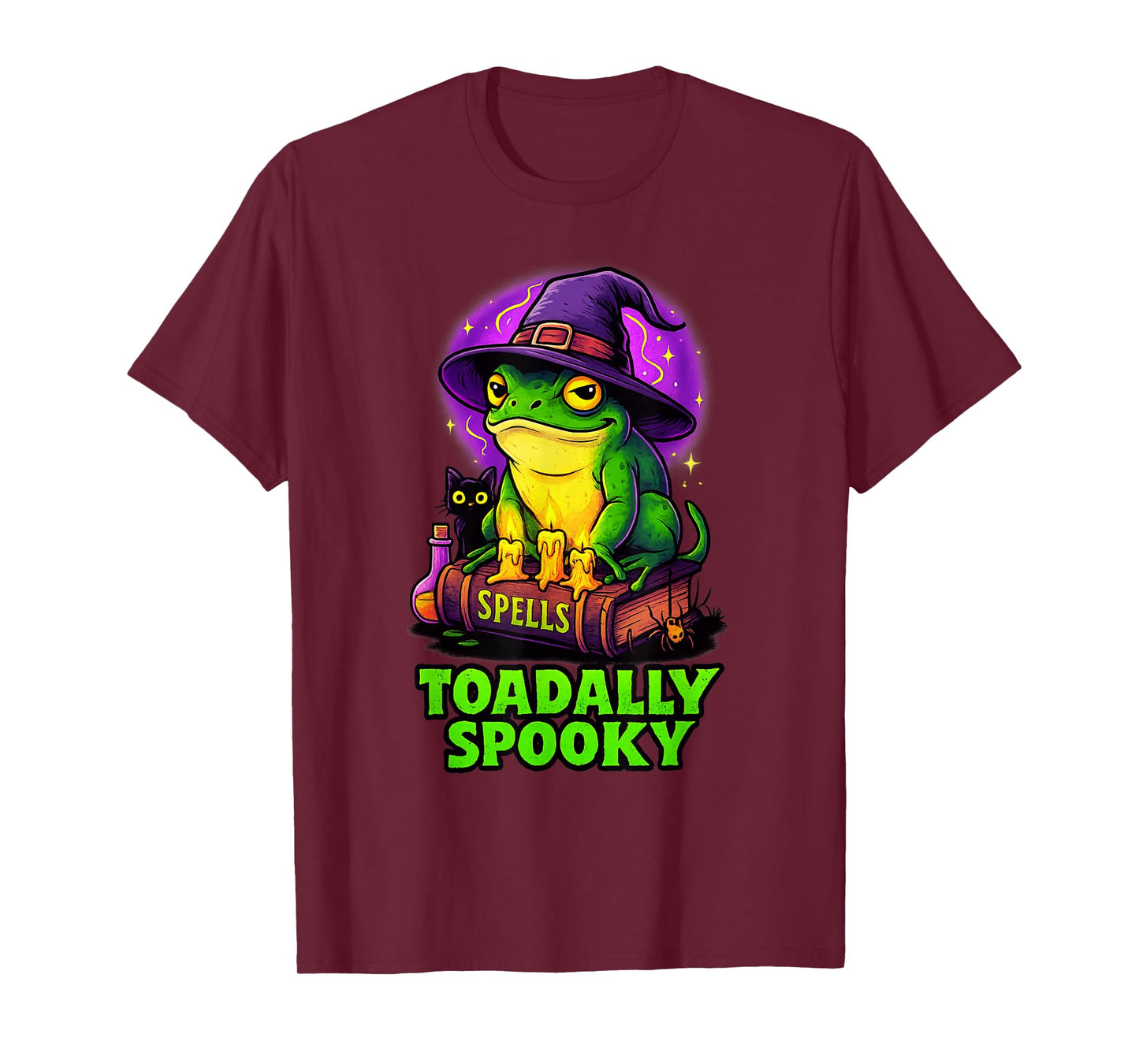 Toadally Spooky Frog Witch Halloween Cat Funny Costume T-Shirt