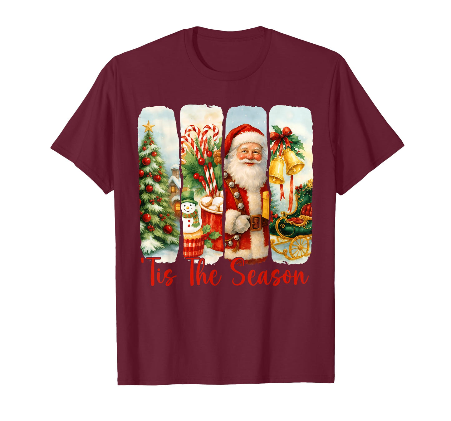 Tis The Season Christmas Tree Santa Claus Holiday Women Kids T-Shirt