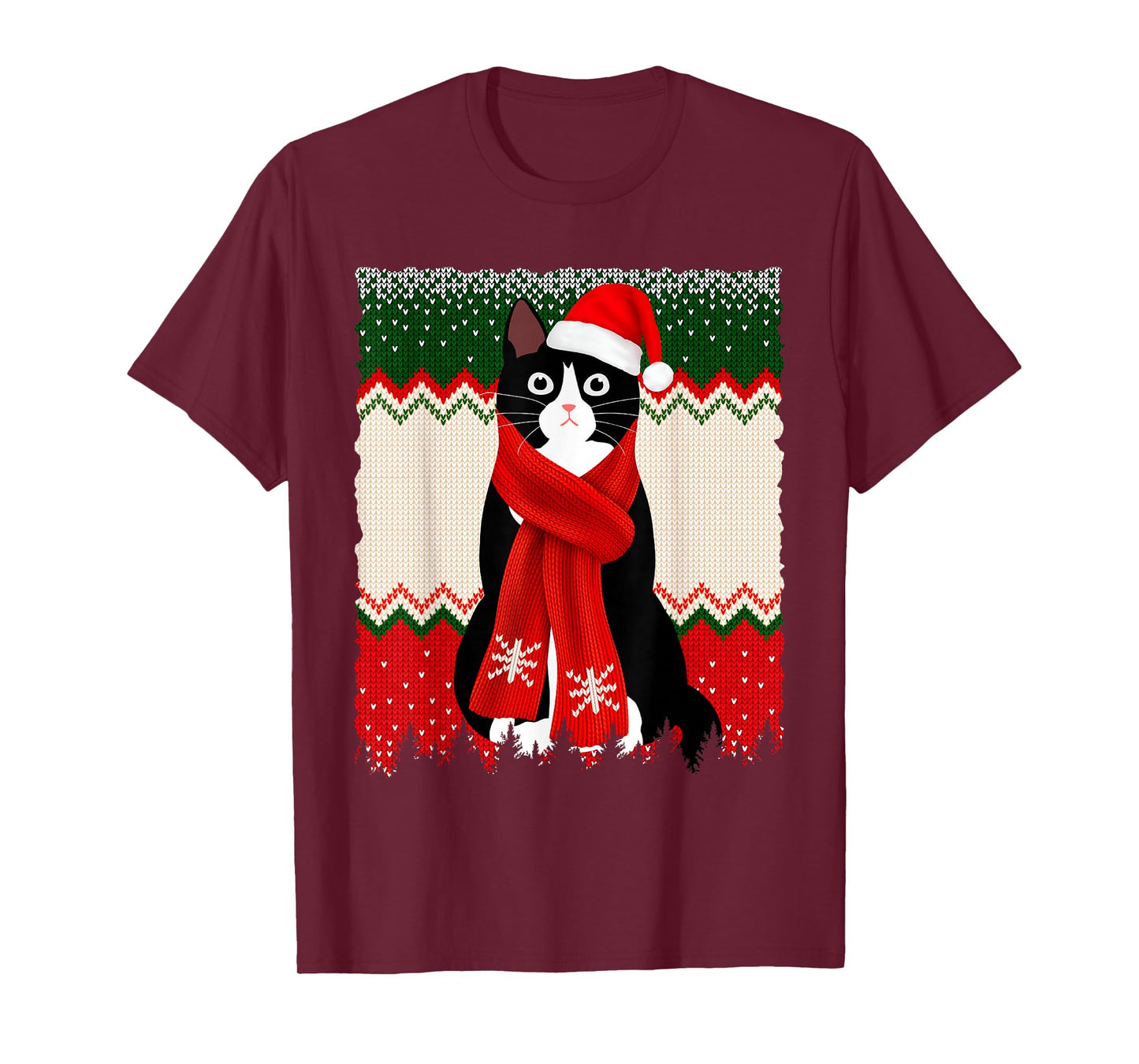 Black Cat Christmas Santa Hat Meowy Cat Men Women Kids Funny T-Shirt