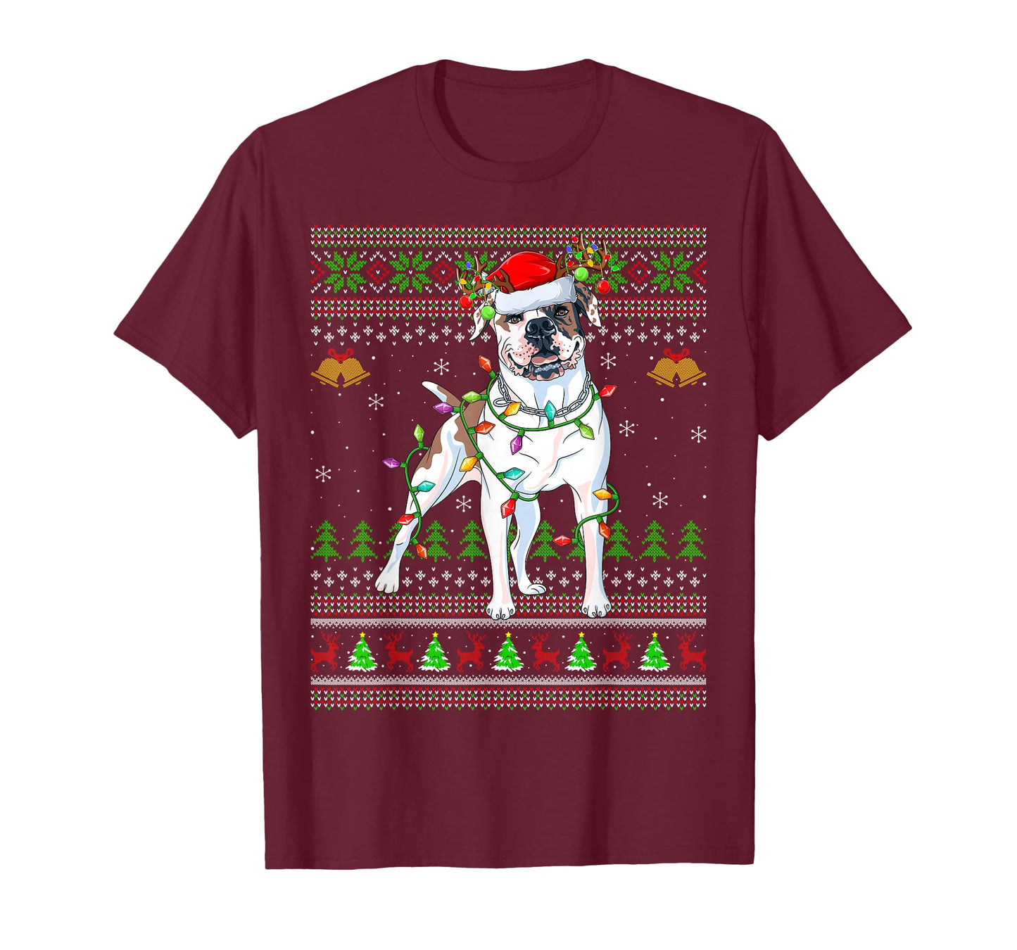 American Bulldog Ugly Christmas Sweaters Holiday Santa Xmas T-Shirt