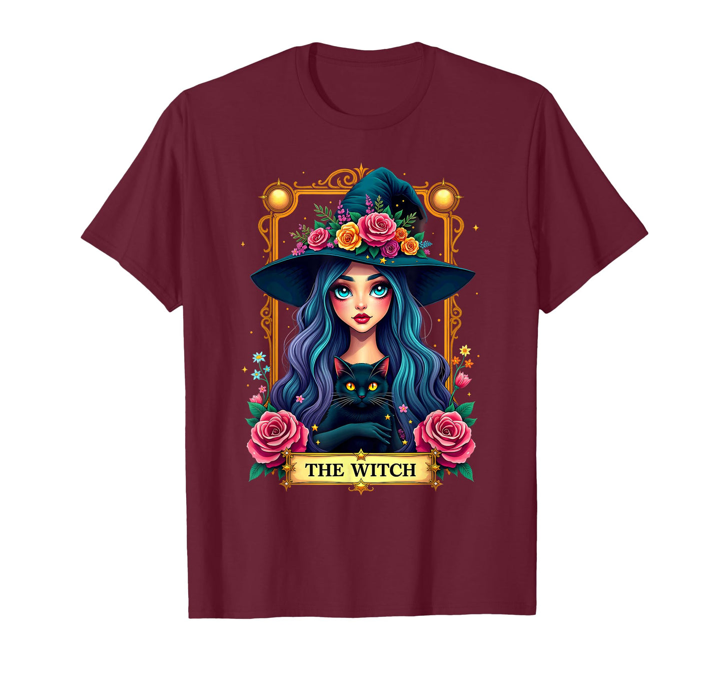 Gothic Tarot Card The Witch with Black Cat T-Shirt