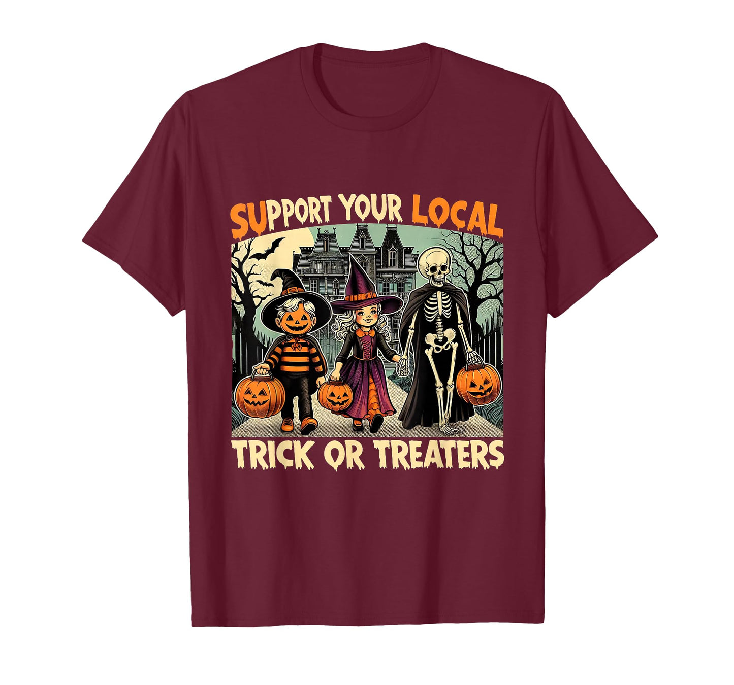 Support Local Trick or Treats Retro Halloween Art T-Shirt
