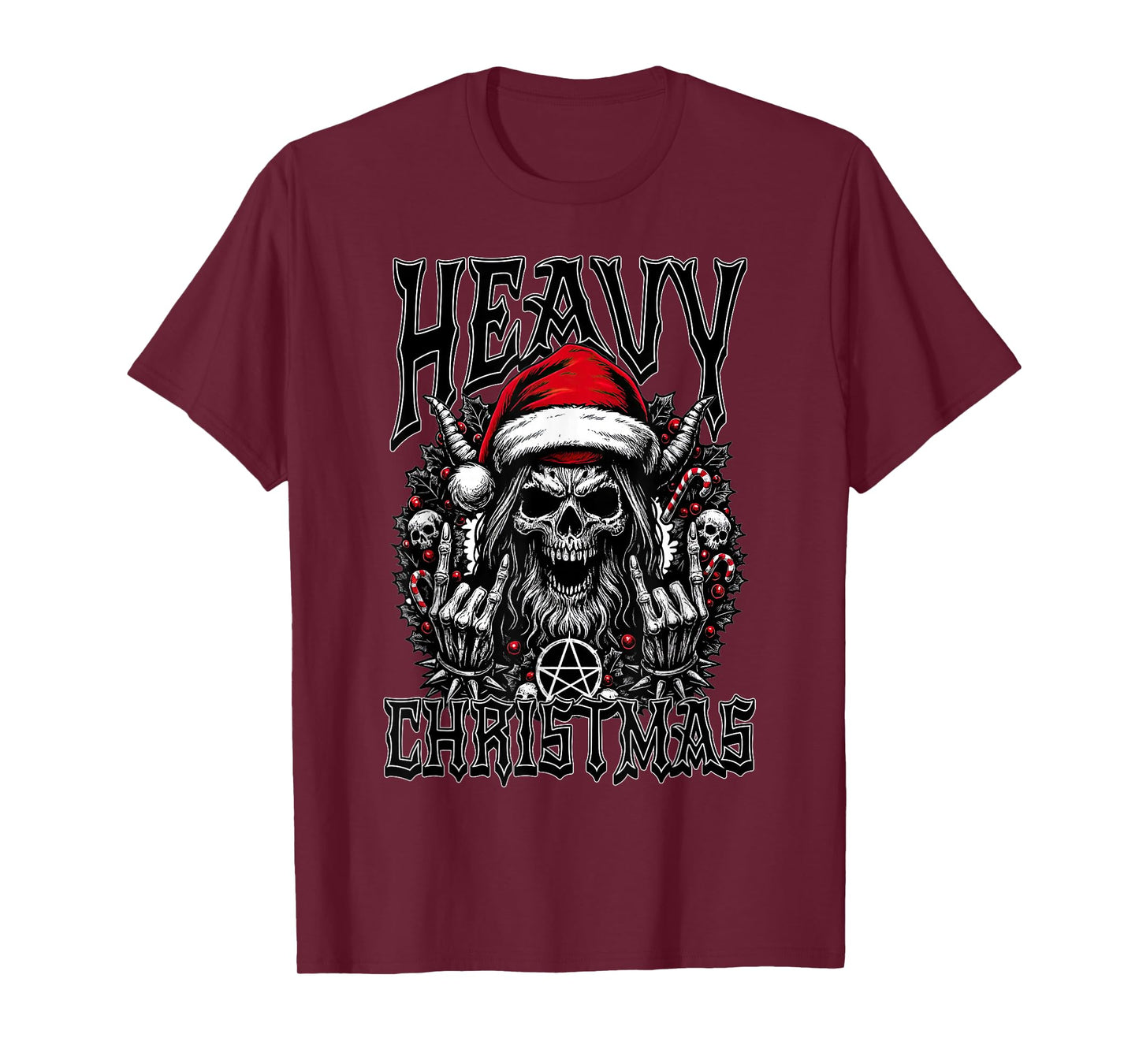 Heavy Christmas Creepy Demonic Santa Edgy Christmas T-Shirt