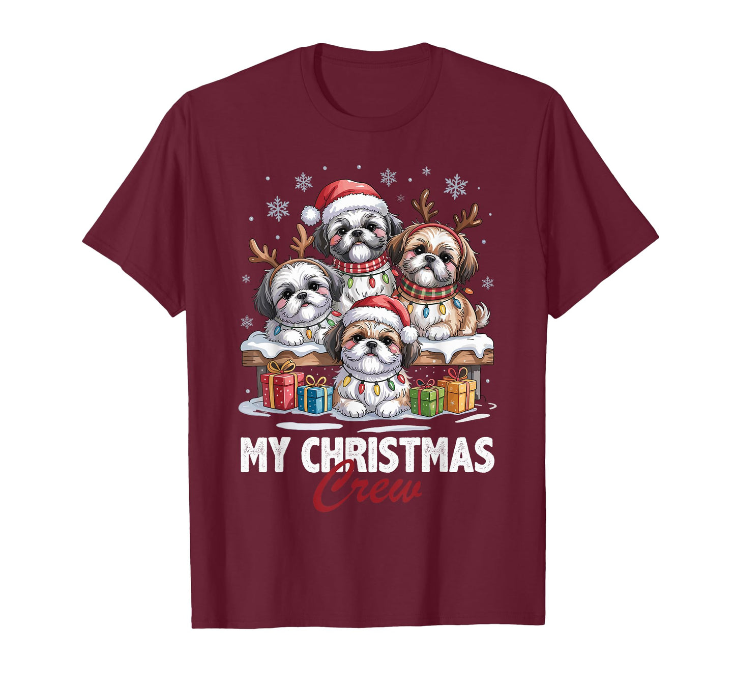 Shih Tzu Christmas Crew Funny Dog Lovers Holiday Pajama T-Shirt