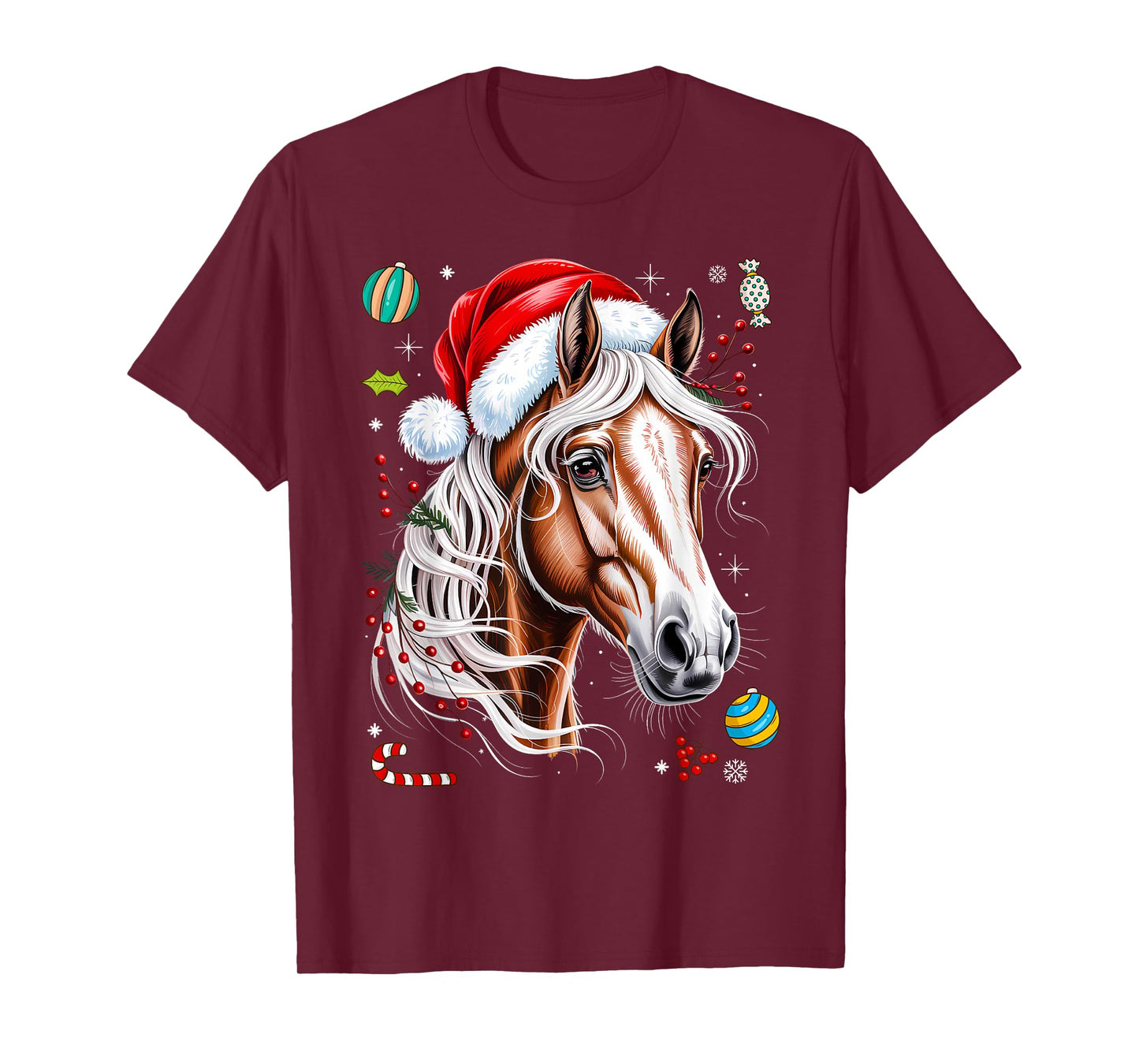 Horse Santa Christmas Cute Riding Equestrian Lover X-Mas T-Shirt