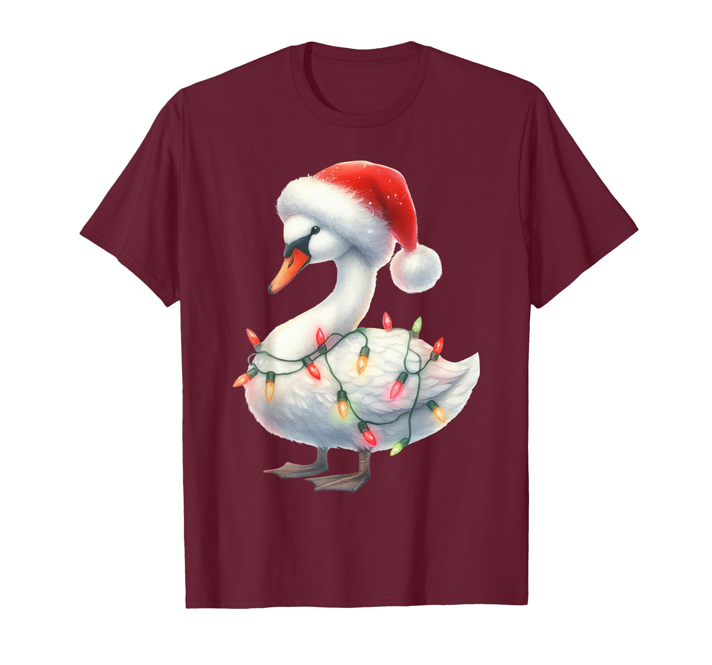 Goose Christmas Lights Funny Santa Hat Merry Xmas T-Shirt