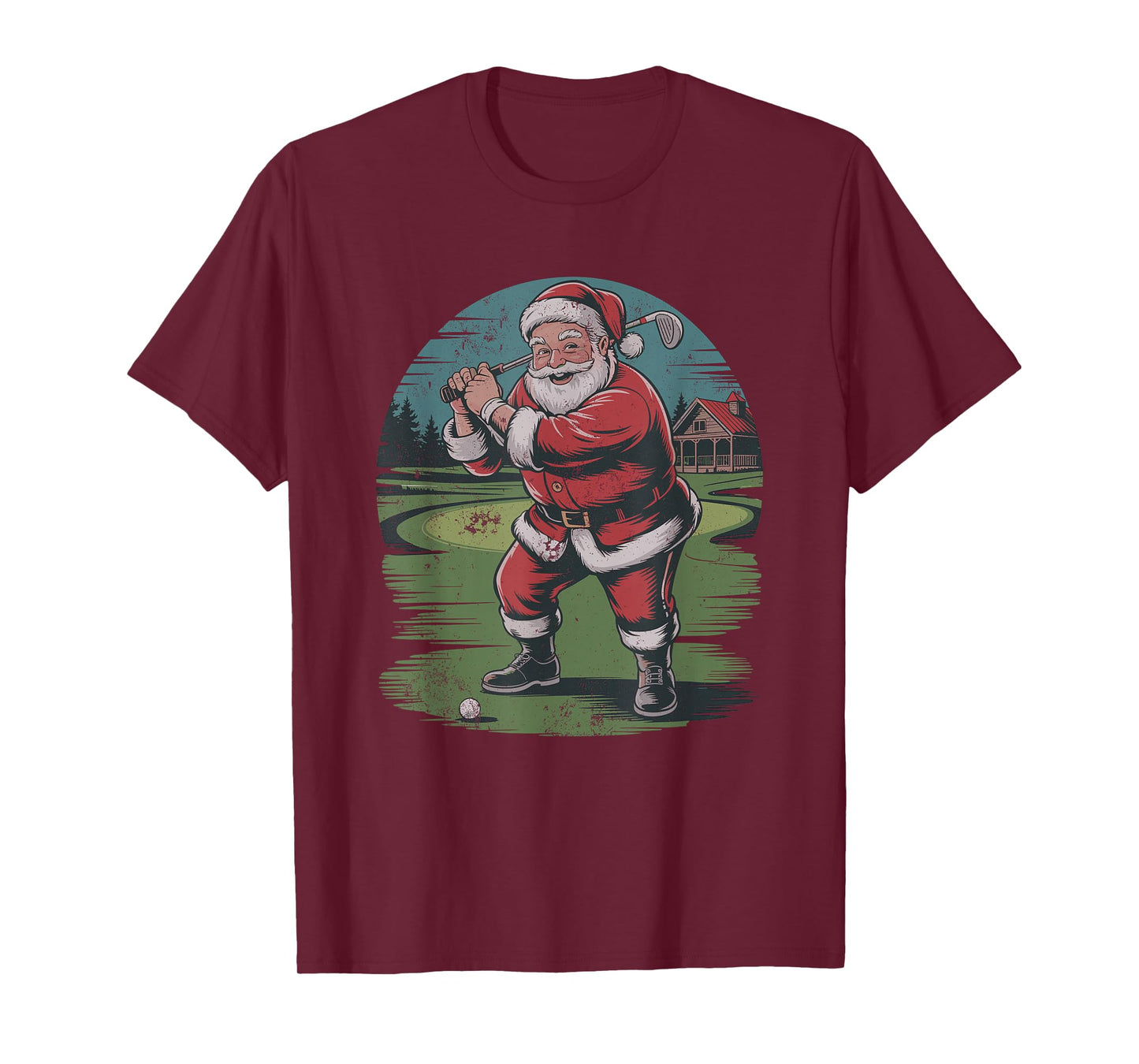 Santa Playing Golf Funny Retro Vintage 90s Christmas Holiday T-Shirt
