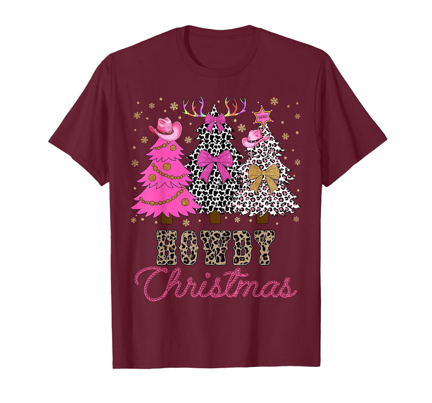 Howdy Christmas Tree Coquette Bow Western Xmas Pjs Cowgirl T-Shirt