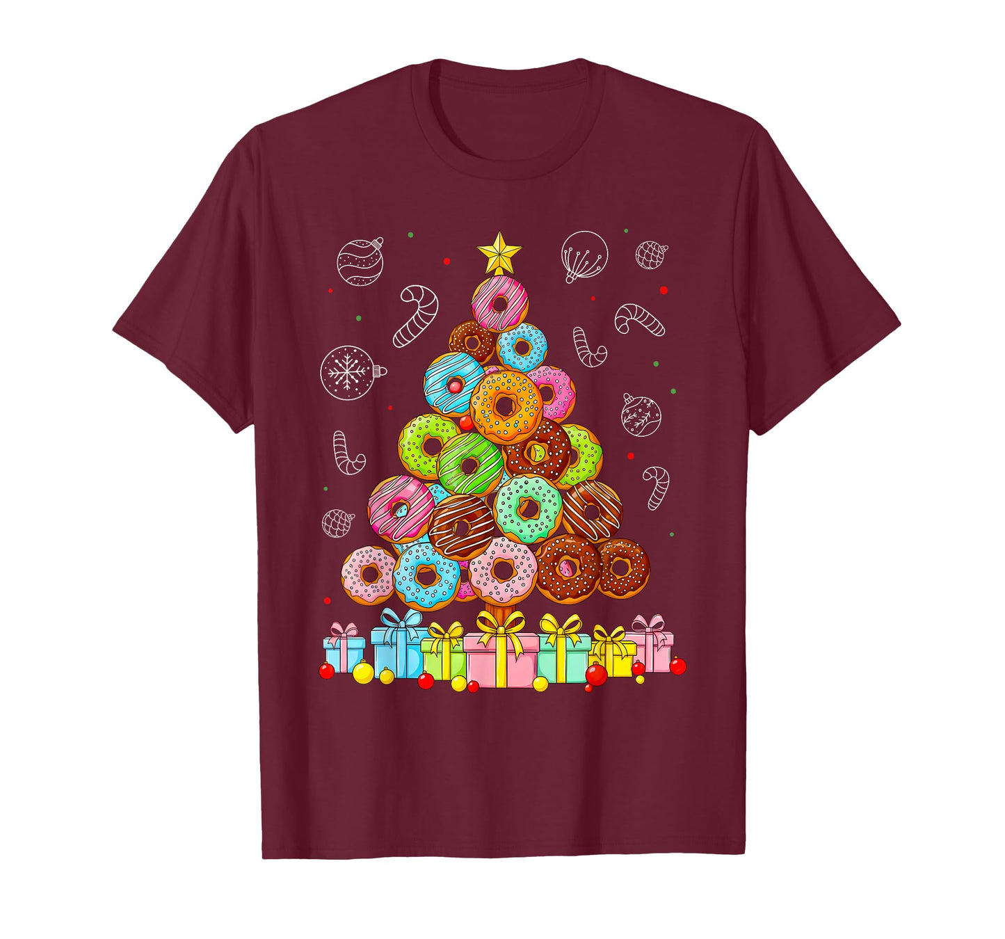 Lover Xmas Santa Hat Donuts Christmas Tree T-Shirt