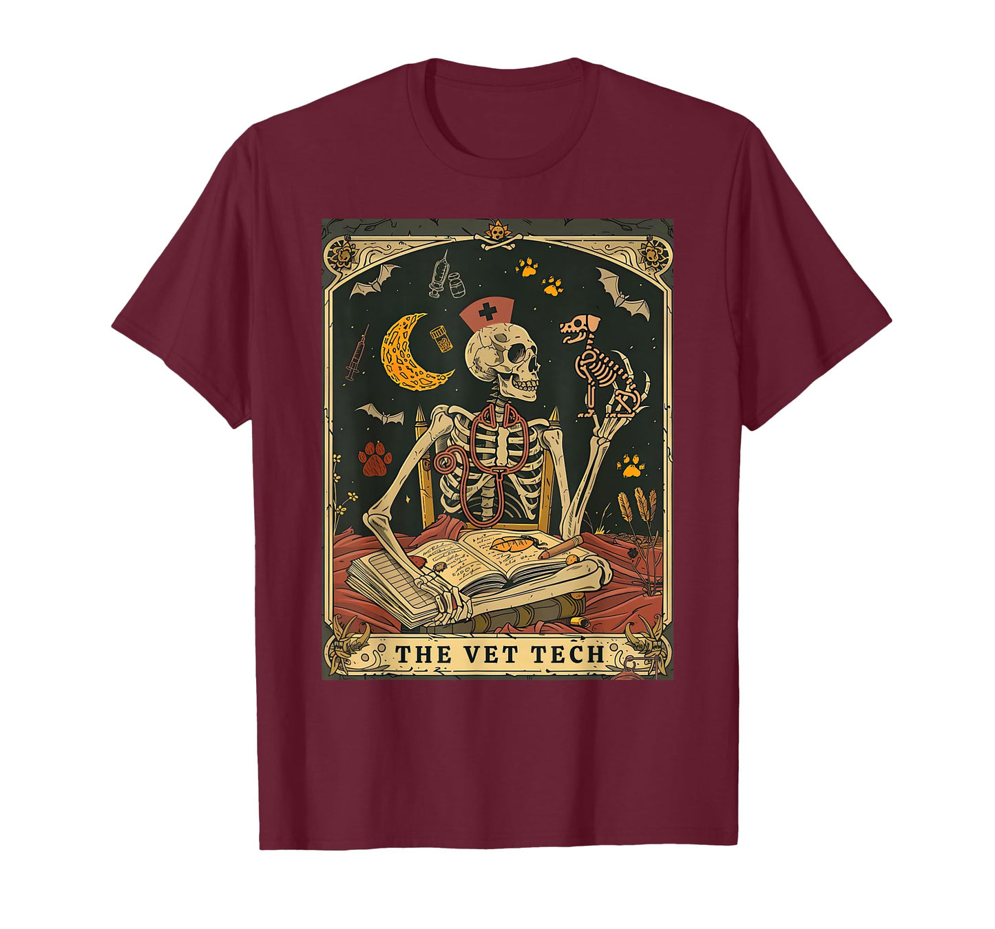 The Vet Tech Tarot Card Skeleton Stethoscope Veterinarian T-Shirt