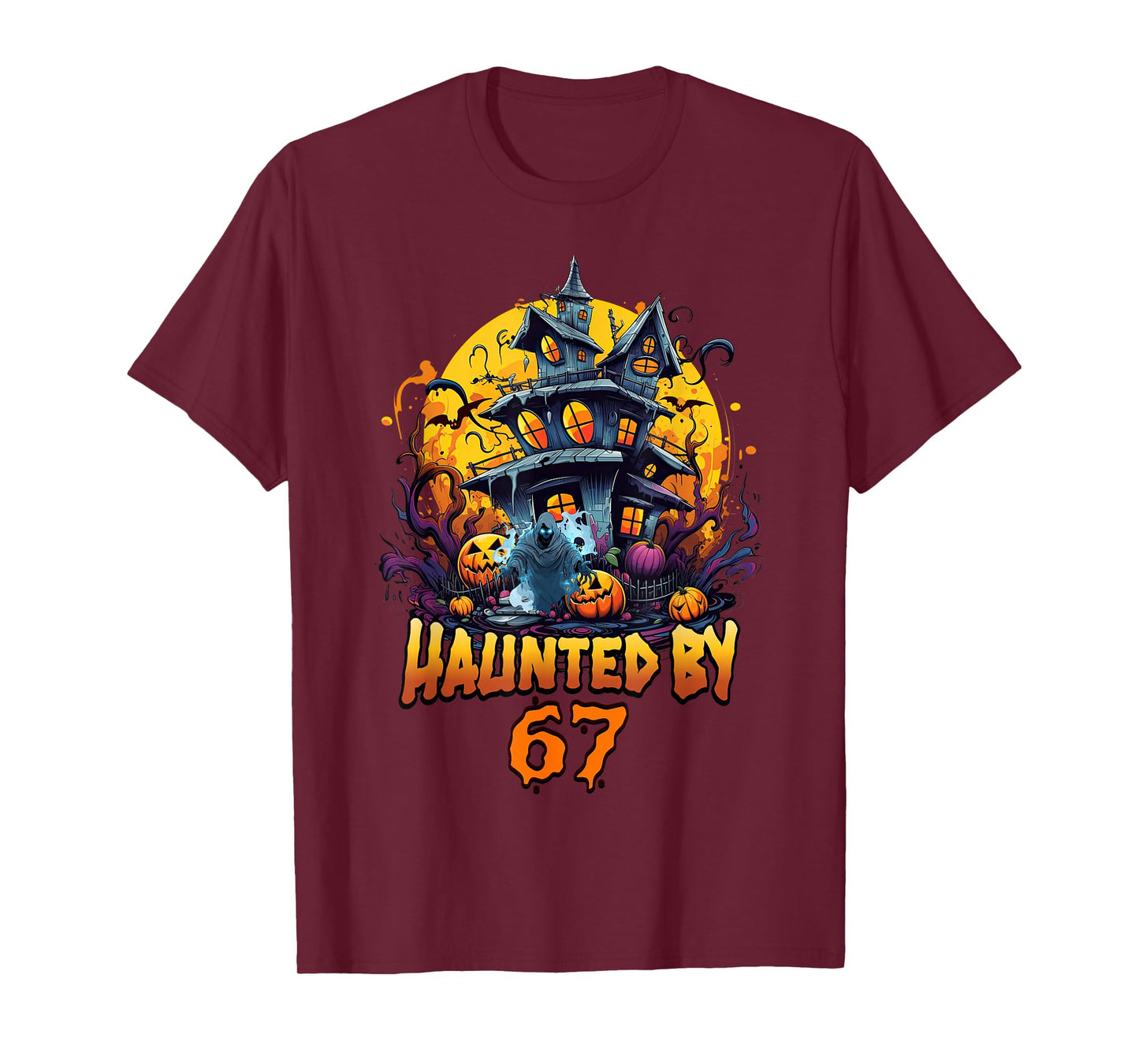 Haunted by 67, Alpha Z Halloween 6 7 Six Seven Ghost Graphic T-Shirt