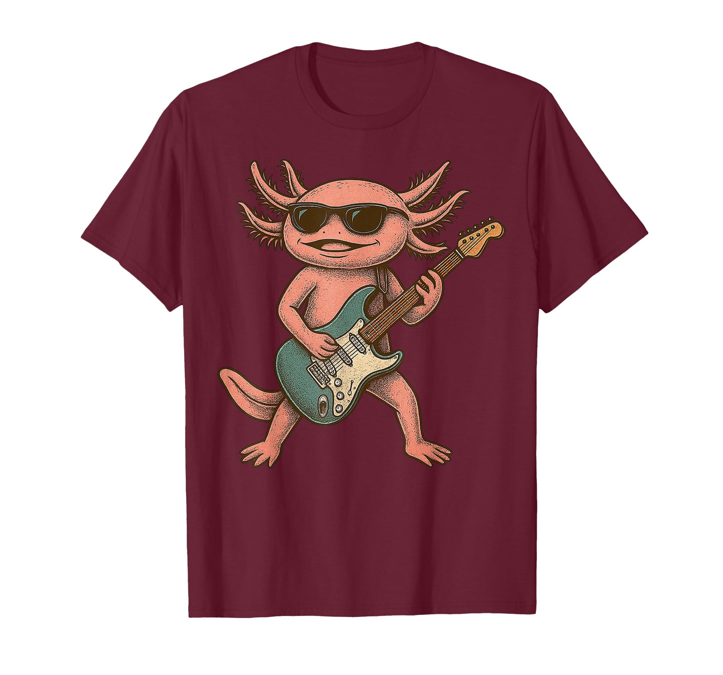 Axolotl Playing Guitar Rock and Roll Gift Men Women Boy Girl T-Shirt