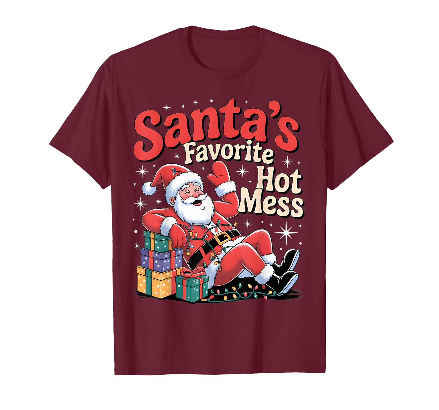 Santa's Favorite Hot Mess Christmas Funny Margarita T-Shirt