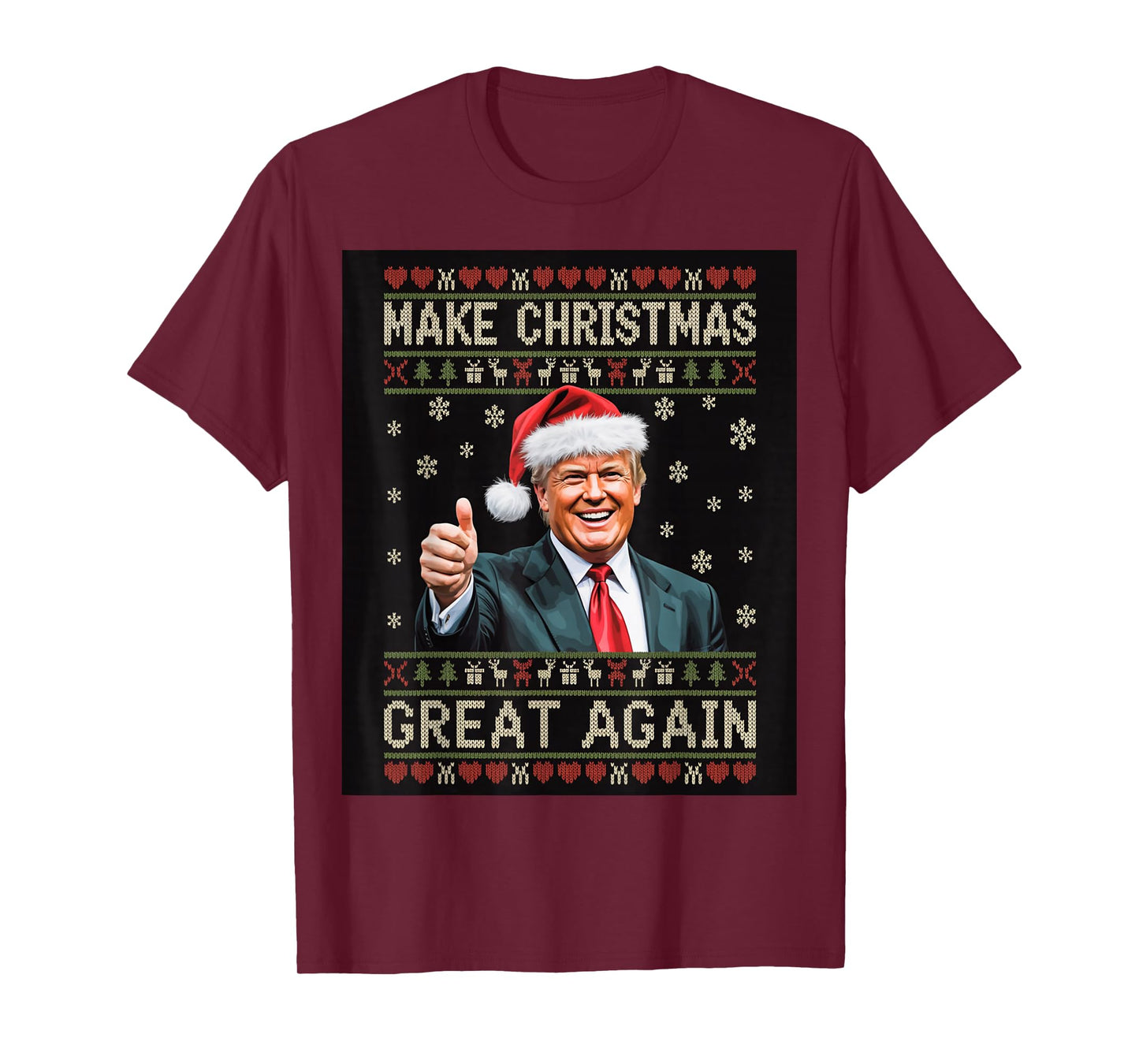 Santa Suit Thumbs-Up Holiday Knit Pattern T-Shirt