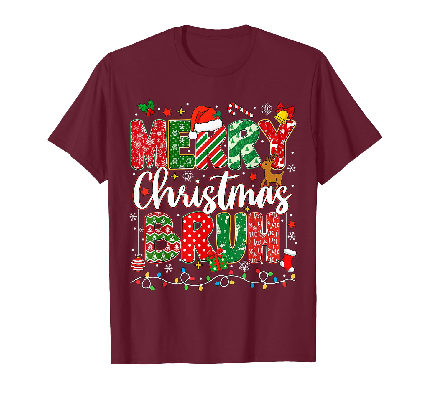 Merry Christmas Bruh Funny Meme Bro Greeting Teens Boys Men T-Shirt