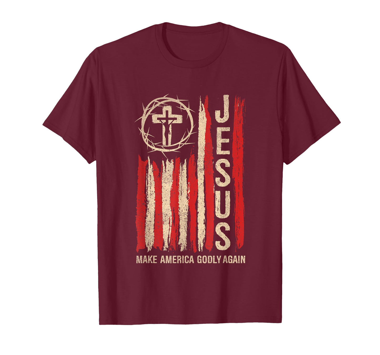 Jesus Make America Godly Again Patriotic Christian USA Flag T-Shirt